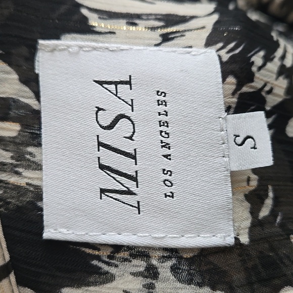 Misa Los Angeles Mita Black & White Lurex Mini Shirt Dress – Tiered Ruffle Hem - Picture 9 of 10